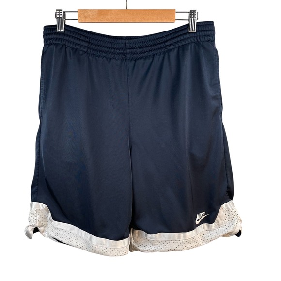 Vtg Nike Mens Athletic Shorts L Navy‎ Blue White Dazzle Basketball Gym Y2k - Picture 1 of 8